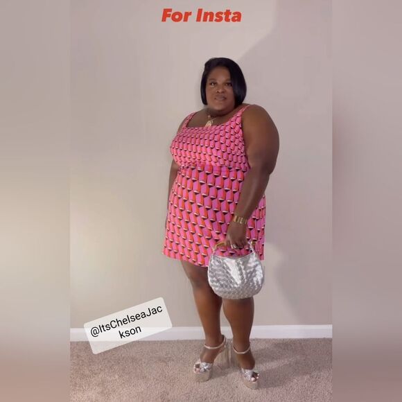 Diane Von Furstenberg DVF Target Womens Plus 28 Pink 90s Geo Mini 70s Dress NWT - Picture 5 of 16